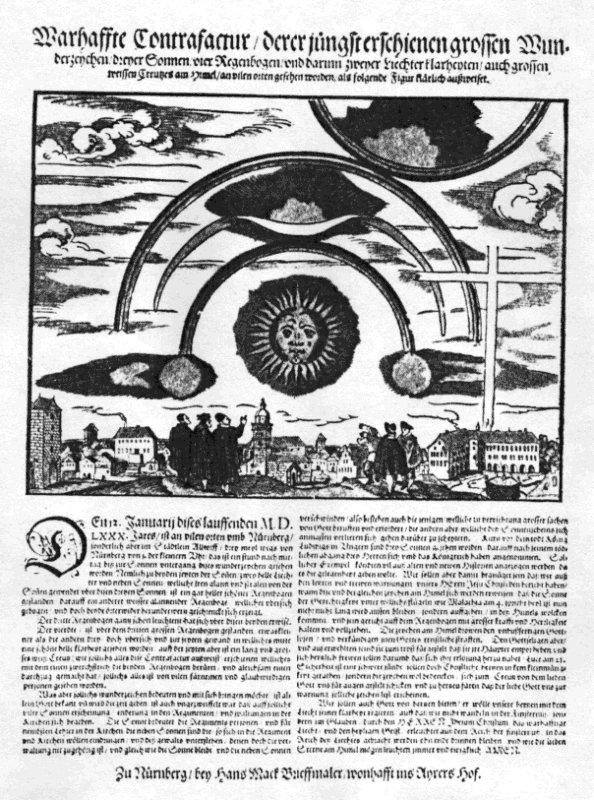 3 soleils et 4 coudes de pluie le 12 janvier 1580 