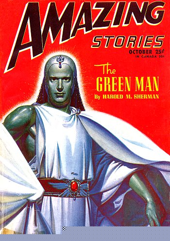 "L'homme vert" dans le n&deg; 7, vol. 20 de Amazing Stories d'octobre