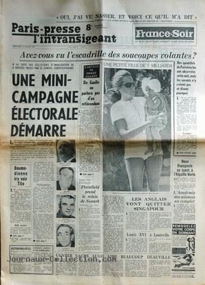 Paris-presse - l'intransigeant du 19 juillet, titrant Avez-vous vu l'escadrille de des soucoupes volantes&nbsp;?