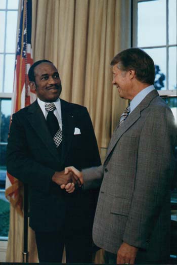 Gairy rencontrant Jimmy Carter le vendredi 9 septembre 1977