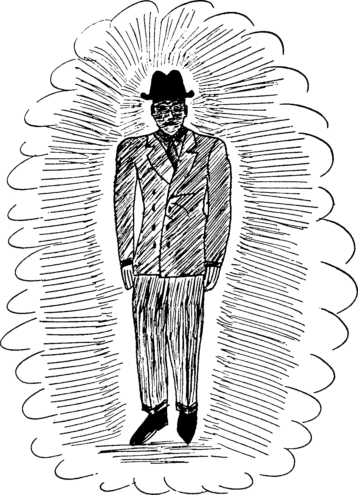 Dessin de Albert Bender repr&eacute;sentant sa vision d'un MIB