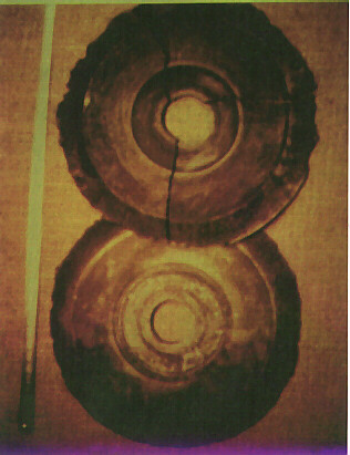 Les 2 disques de pierre du musée Banpo de Xi'an, photographiés par Wegerers14 Paoletti, Mauro. "I      piatti di pietra di Bayan Kara Ula", EdicolaWeb