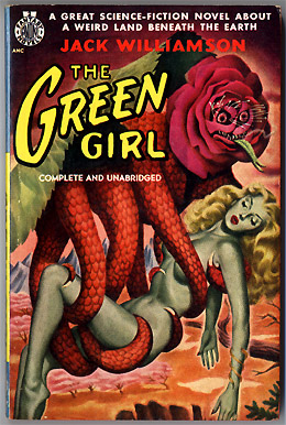 Couverture du n° 2 des Avon Fantasy Novels, intitulé La fille verte et racontant        l'histoire d'un monde étrange sous la          terre