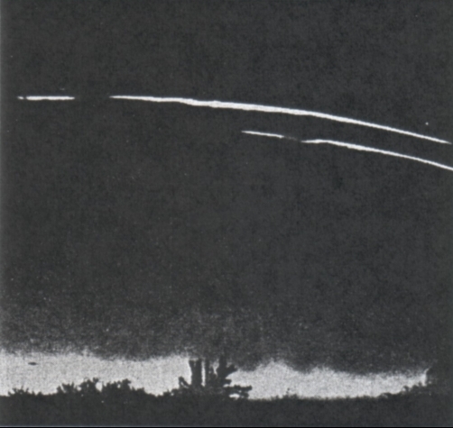 In 1947, some unexplained objects flashing across Kentucky night skies were photographed by a Louisville newspaperman.
