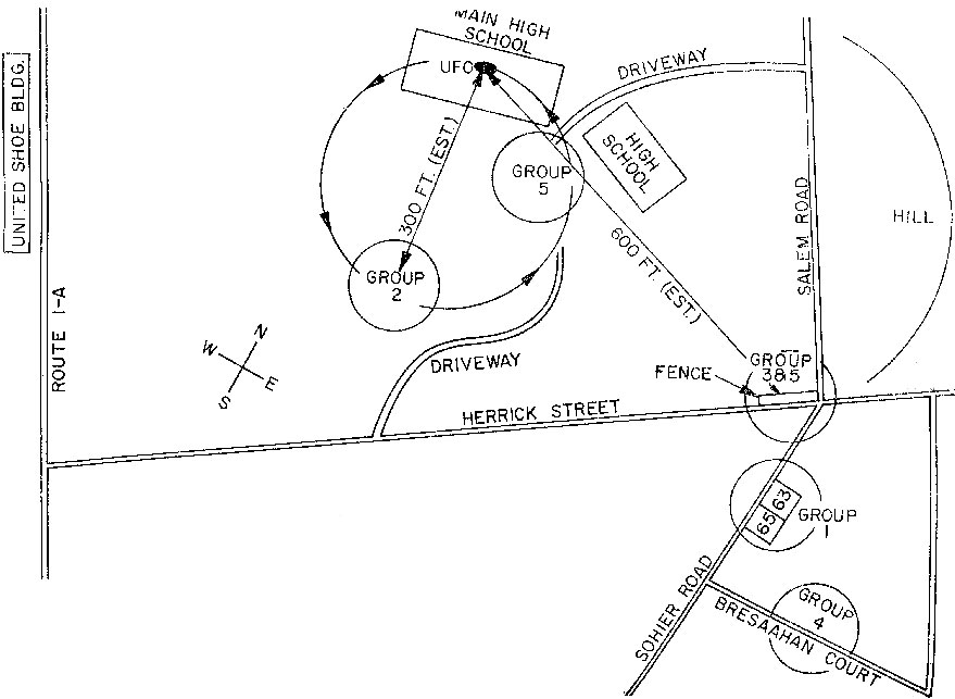 Figure 2 : Carte de la zone d'observation de l'ovni