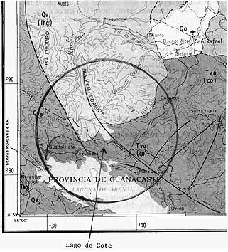 Fig. 3. Détail du graphique géologique avec une flèche pointant vers le Lago de Cote