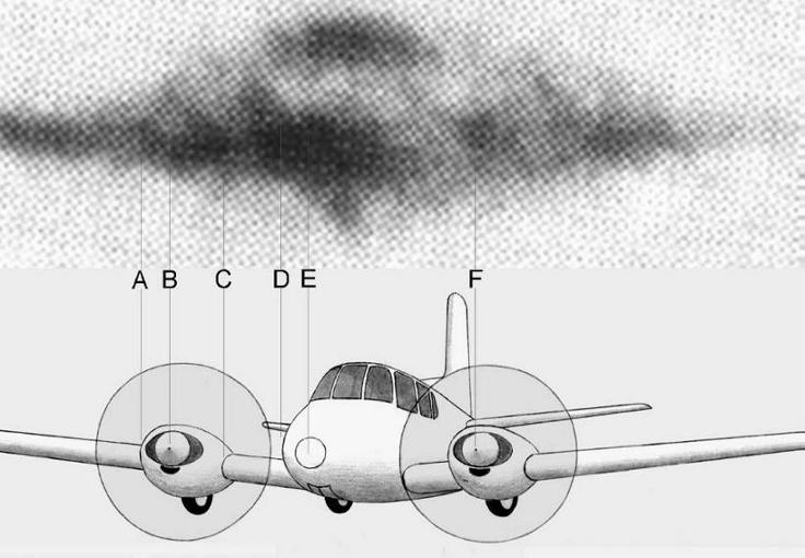 L'avion-hypothèse de Powell, avec des correspondances avec l'image de l'objet non-identifié