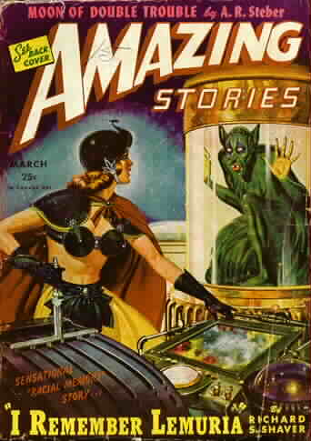Le numéro d'Amazing Stories de Mars 1945, contenant la nouvelle de Shaver 'I remember Lemuria!'