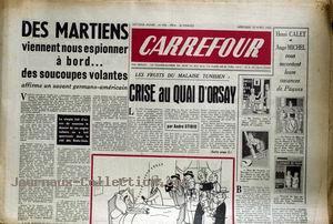 Carrefour n° 396 du 16 avril, publiant un article déclarant que Des martiens viennent nous espionner à bord des soucoupes volantes affirme un savant germano-américain