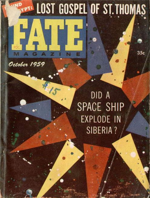 Couverture de Fate en octobre, posant la question : 'Un vaisseau spatial a-t-il explosé en Sibérie ?'