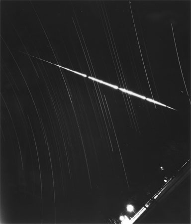 Photographie avec long temps de pose du météore du 3 janvier