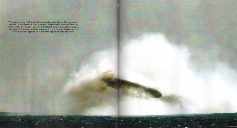 La première photo publiée en double-page dans le n° de Top Secret s1"Engins non identifiés photographiés en Arctique", Top Secret n° 79, 2015-07, p. 34
