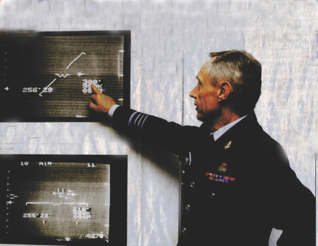 Colonel Wilfried De Brouwer, who later became a general, presents anomalous radar readings at a 1990      press conference during the Belgian wave