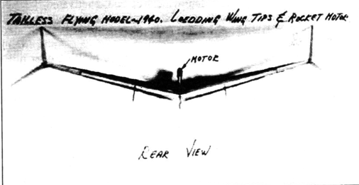 A model of one of Loedding's flying wing designs circa 1940. Vue arrire.