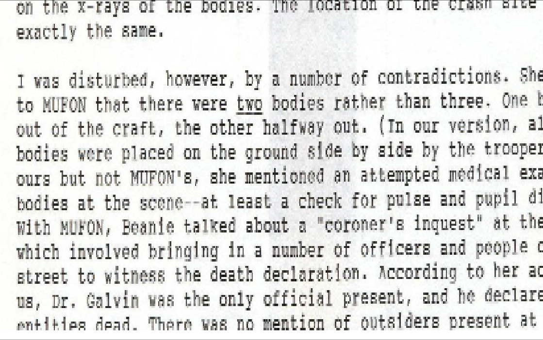 Extrait d'une lettre de Walt Webb à Hopkins peu après leur enquête    conjointe de 1995 sur le cas de Beanie s3Rainey, C: permission from Walt Webb