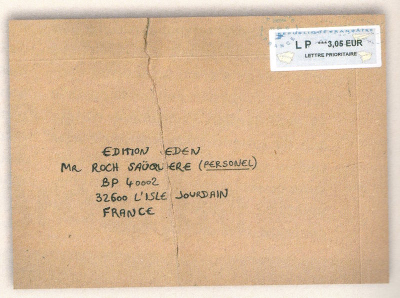 L'enveloppe adressée à Roch Saüquere, postée le 11 avril